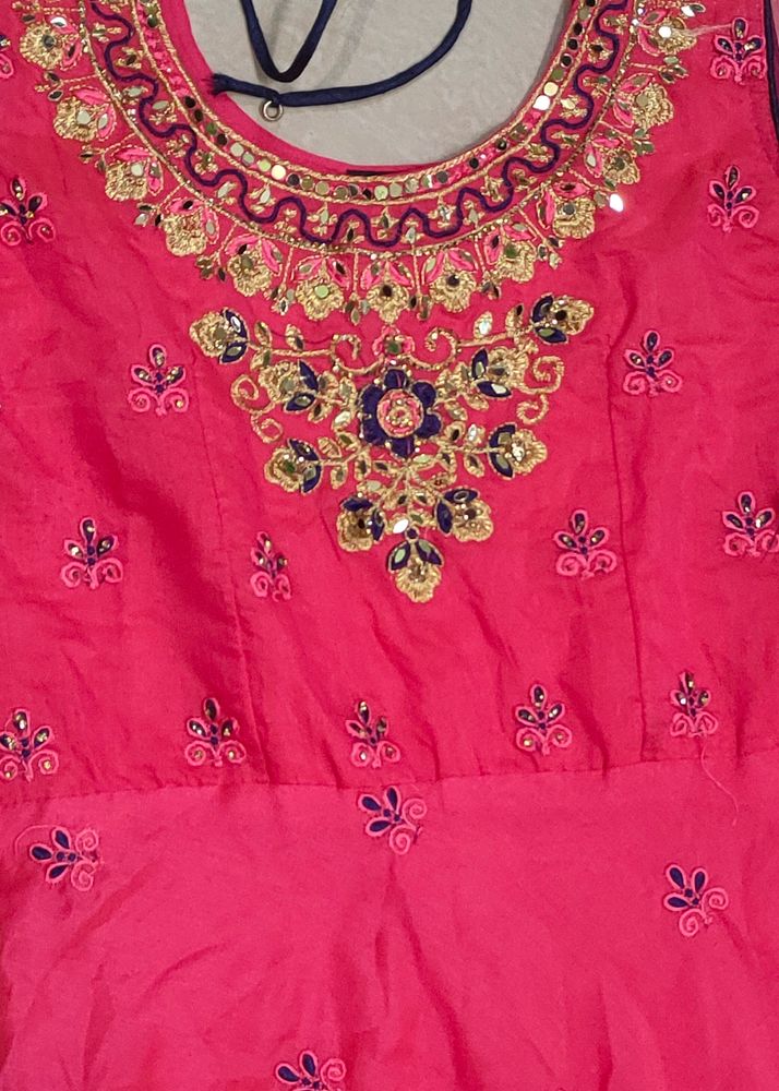 Very pretty Pink gown with silk dupatta