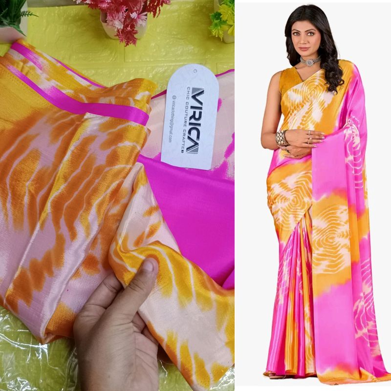 Crepe Flower Printed Saree 😍