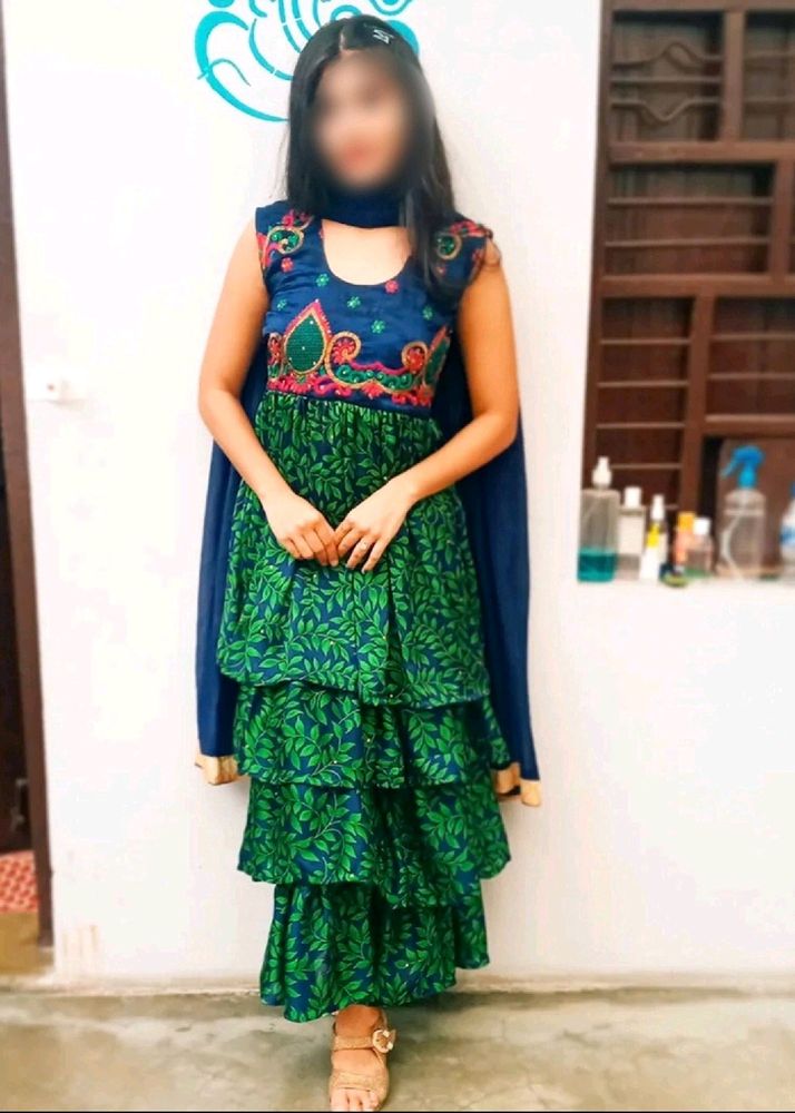 Green Sharara Dress Without Dupatta