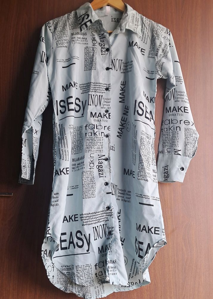 News Paper Korean Shift Dress