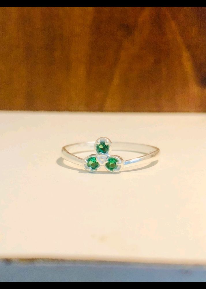 Green Diamond Ring Pure Silver