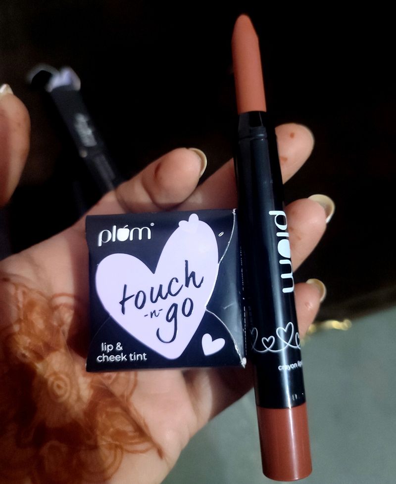 Combo Of PlumCrayonLipstick& Touch&Go LipcheekTint