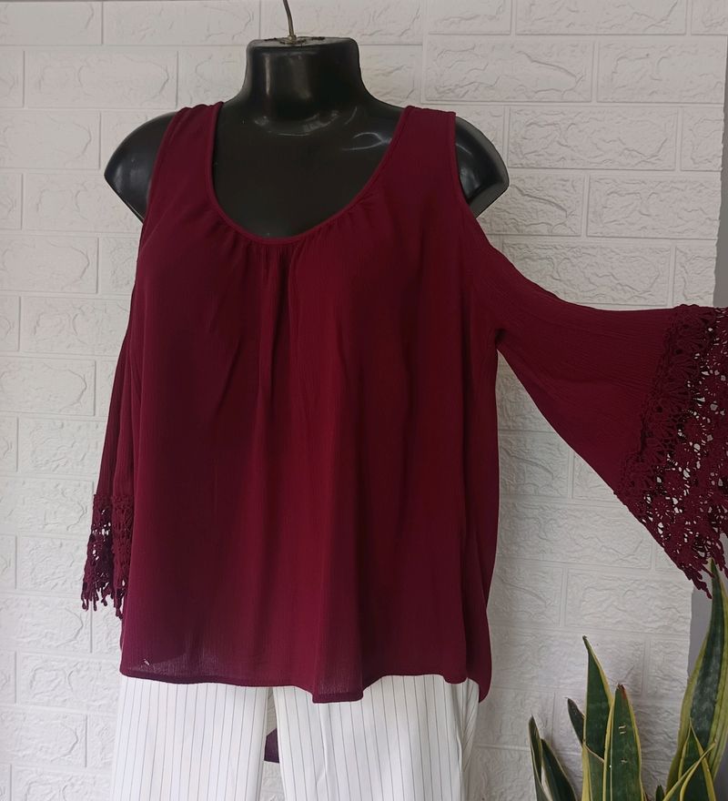 Imported Cotton Cold Shoulder Top