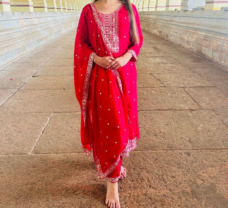 Rose Pink Dress With Dupatta