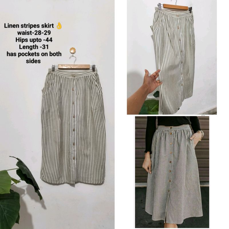 Linen Stripes Skirt