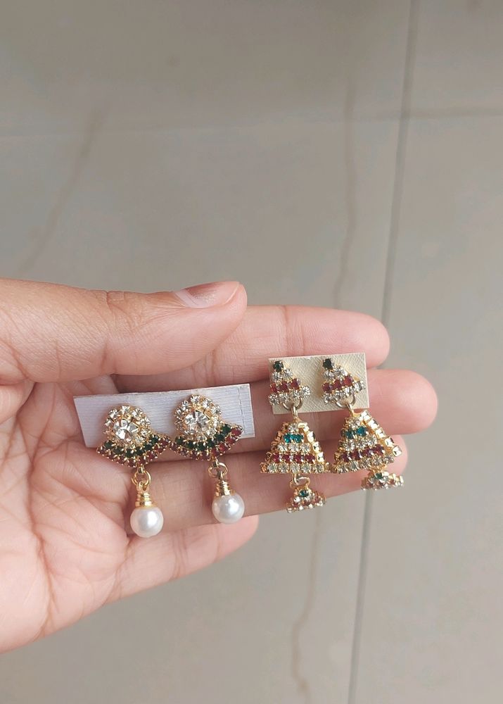 Set Of 2 Ethnic Drop Earrings