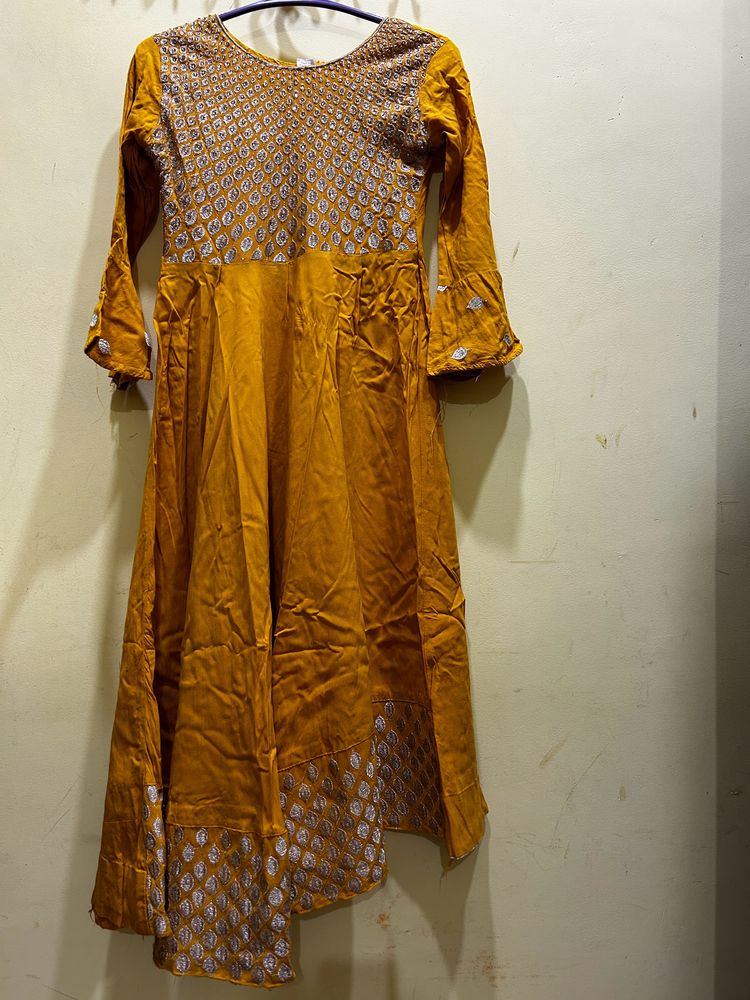 Mustard Colour Anarkali Kurta Size M