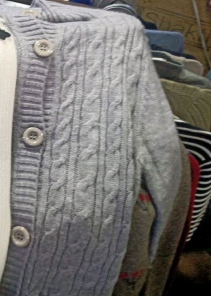 Grey Coloured Extra Long Sleeves Sweater