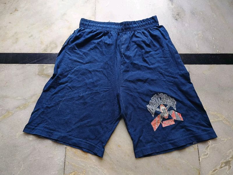 Blue Half Shorts For Daily Use Stretchable