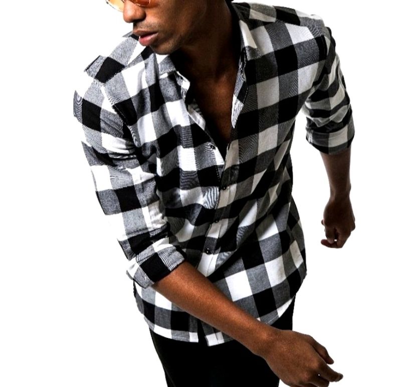 Black and White Check Shirt For Men...Cotton