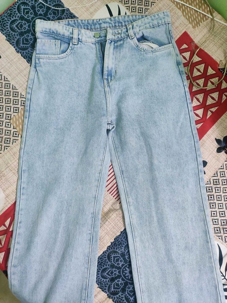 Light Blue Wide Leg Denim Jeans