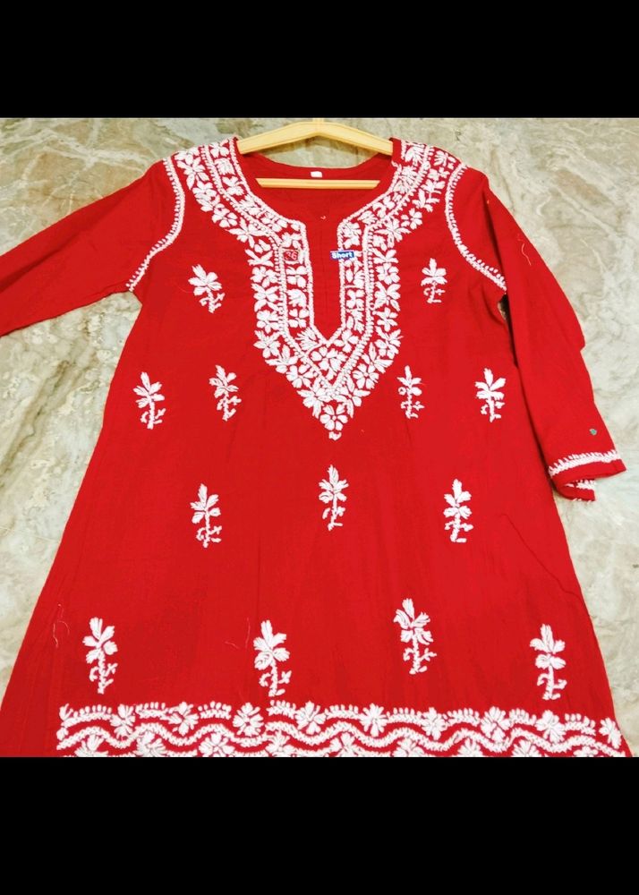 real Chikankari Short Kurta