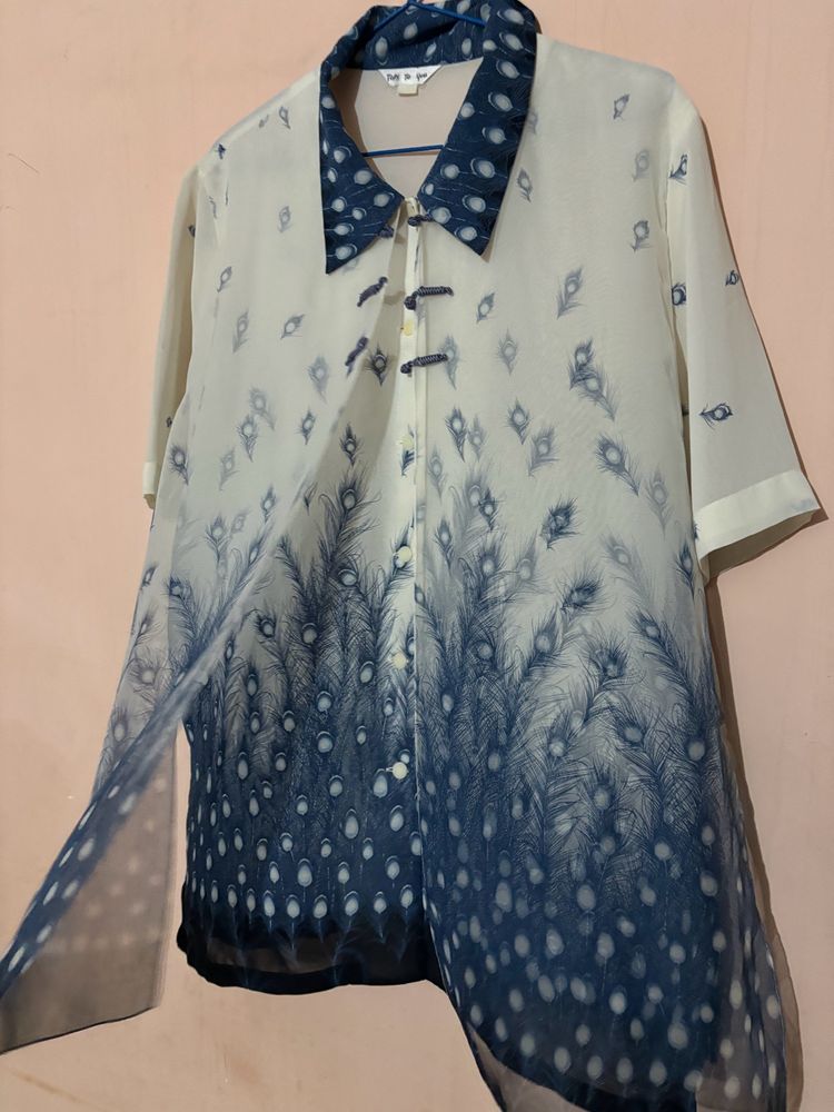 Shirt Peacock Feather Print