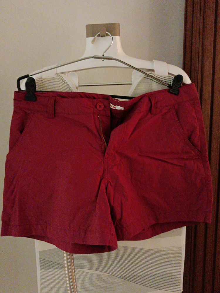 Honey By Pantaloons Maroon Cotton Shorts