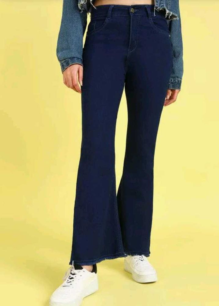 A Stunning Denim Bell Bottom Jeans For Girls.