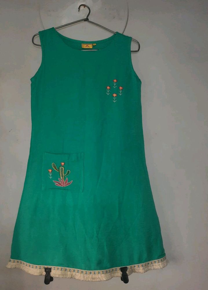 A Line Seagreen Kurti