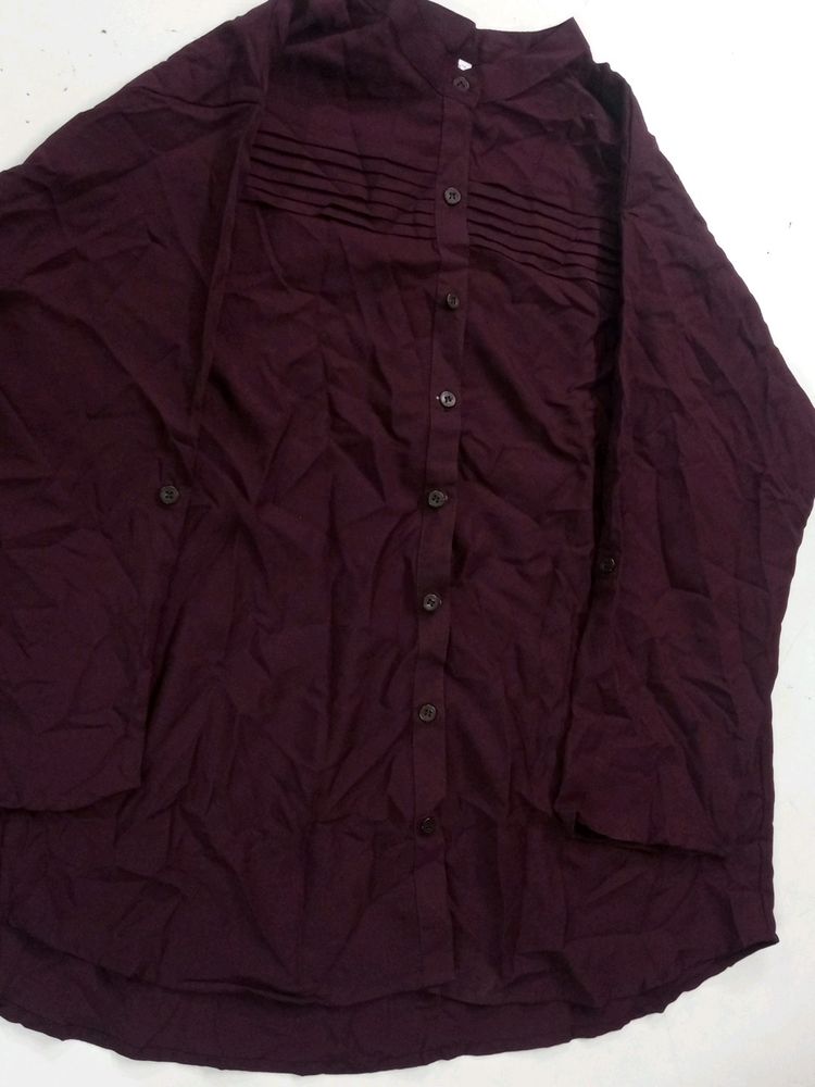 Maroon Pleated Shirt