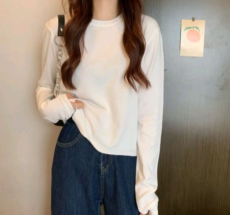 New Winter Wear Korean Off White Top