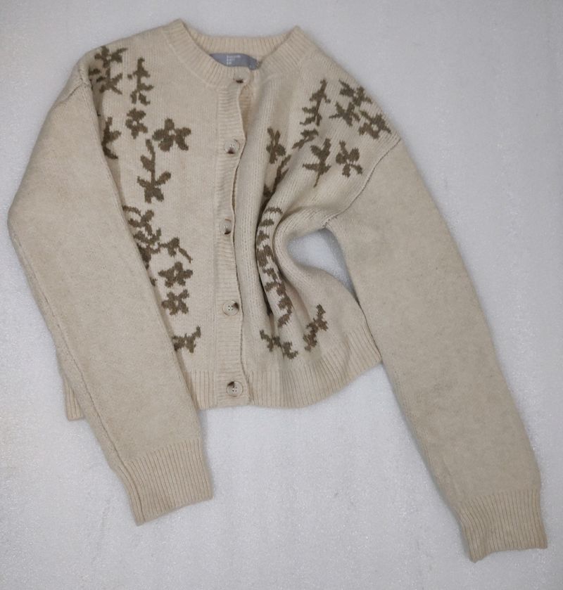 8 Seconds Vintage 60's CreamFloralBeadedCardigan