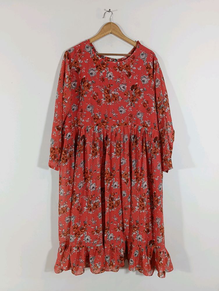 Coral Printed Casual Dress (Women)