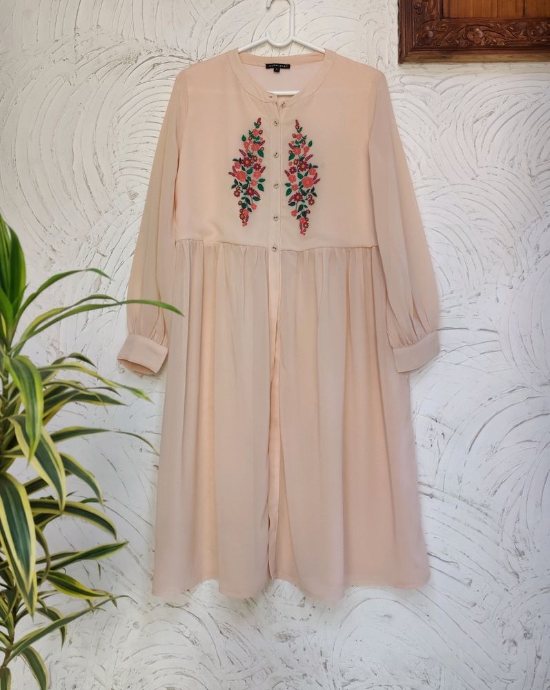 Embroidered Peach Kurta/Dress