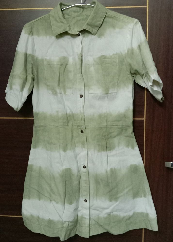 Tie Dye Denim Shirt Dress New