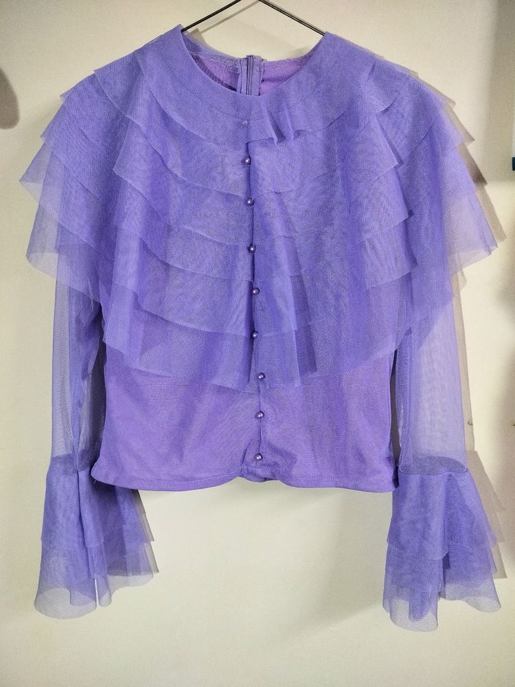 Lavender Ruffle Korean Top