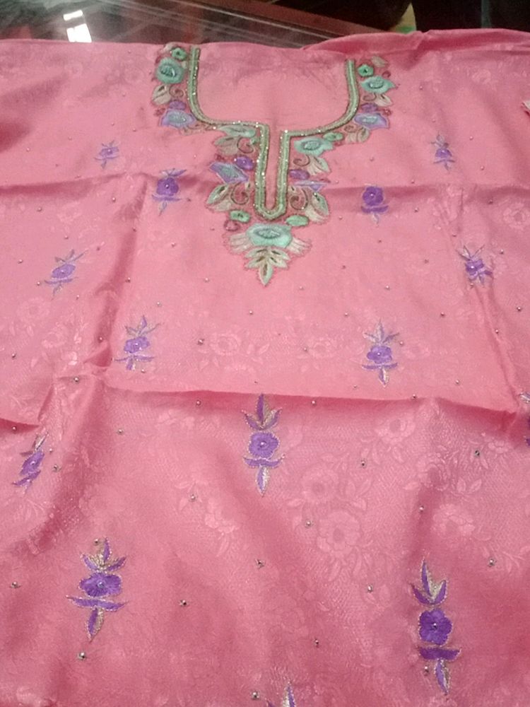 Pink Thread Sobber Embroidery Suit