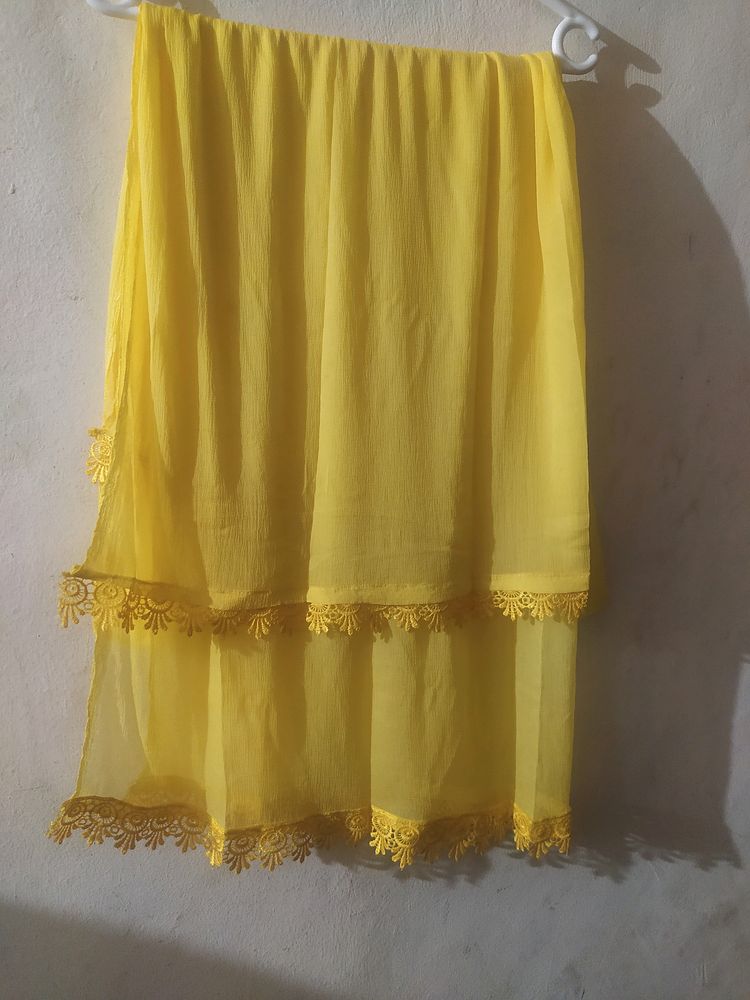 Yellow And Black Dupatta For Sell