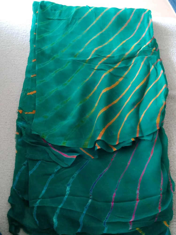 Green Saree With Blouse Piece