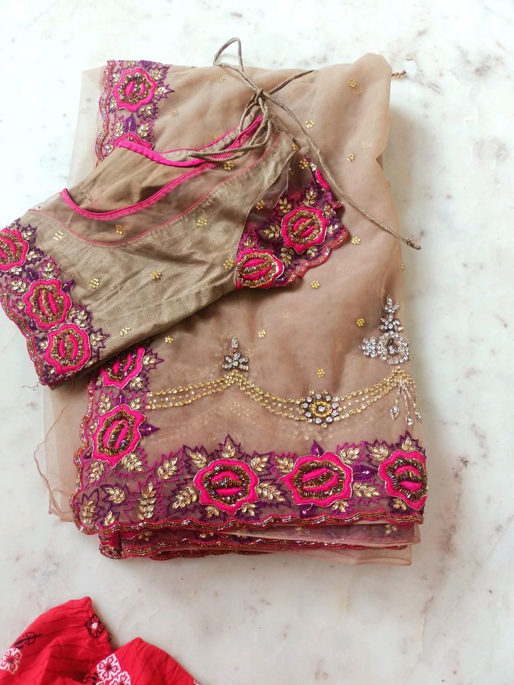 Full Net Saree With Blouse Sare