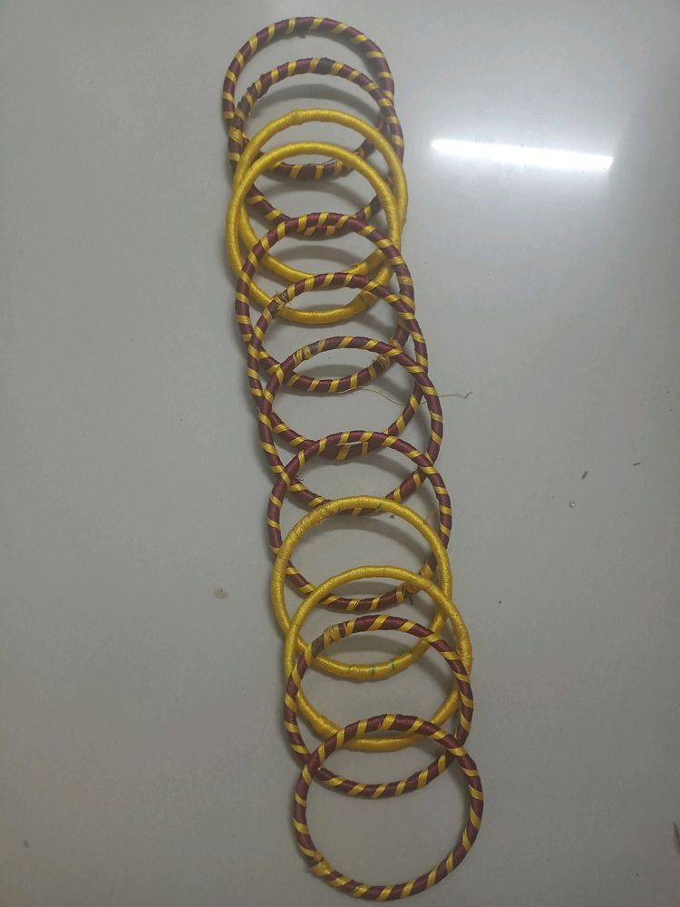 Yellow And Maroon Colour Bangles