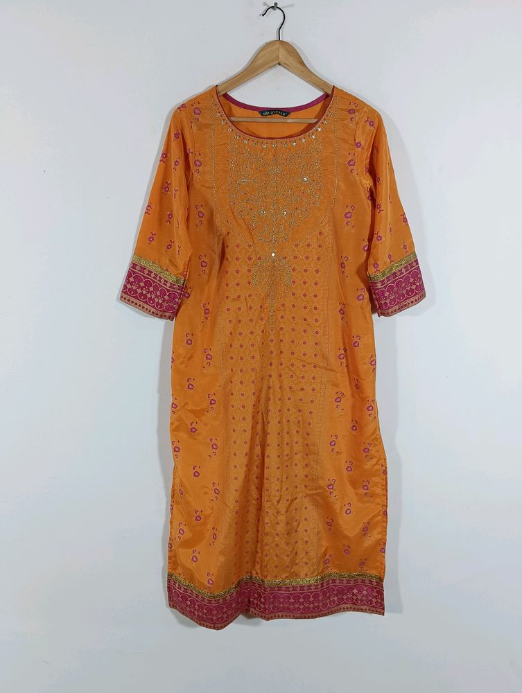 Mustard Yellow Printed Kurta (Women)