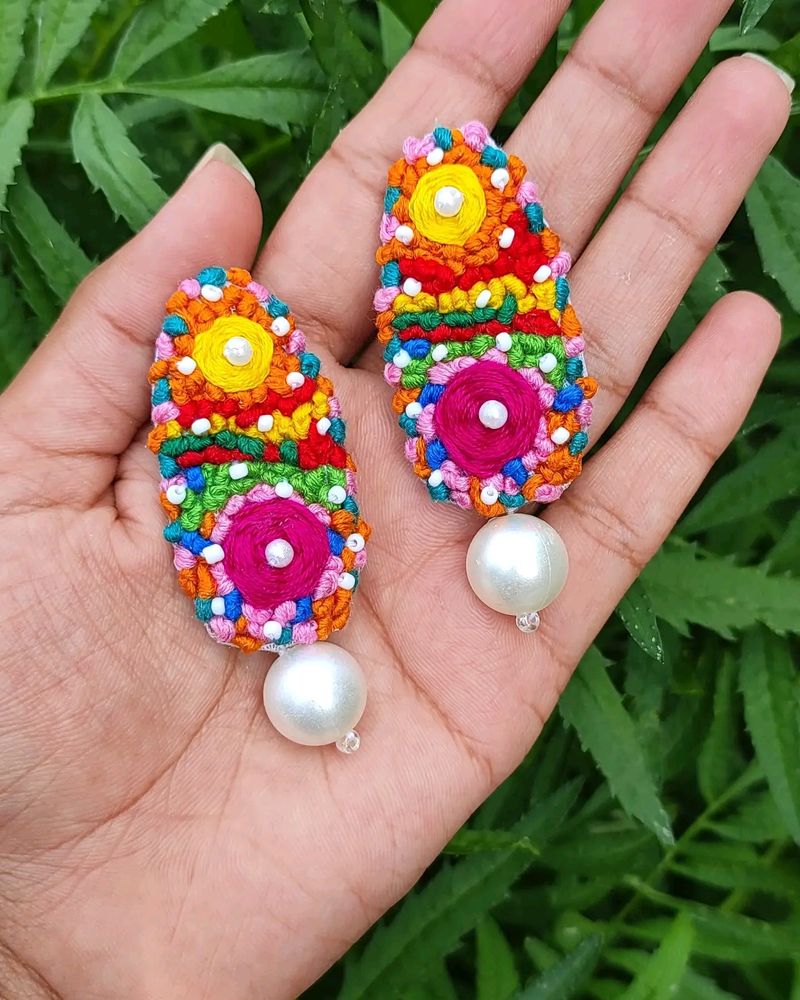 Hand Embroidered Earrings