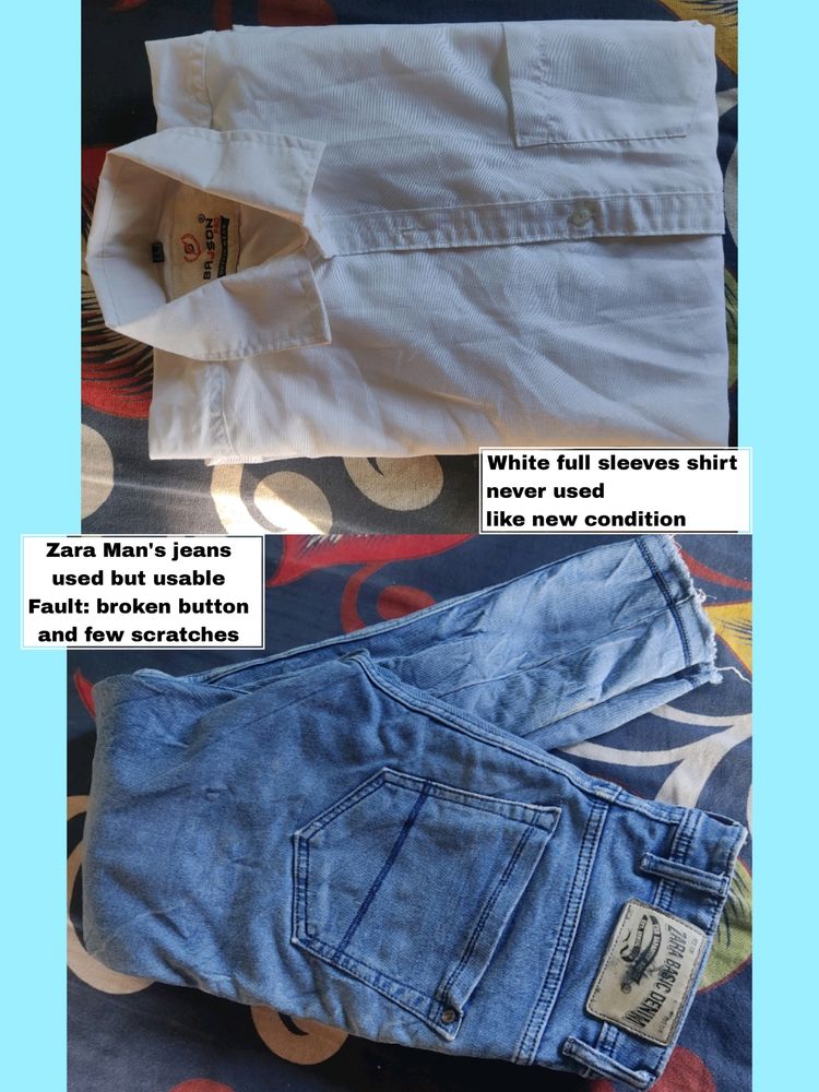 Combo Of Like New Shirt With Used Zara Jeans @99