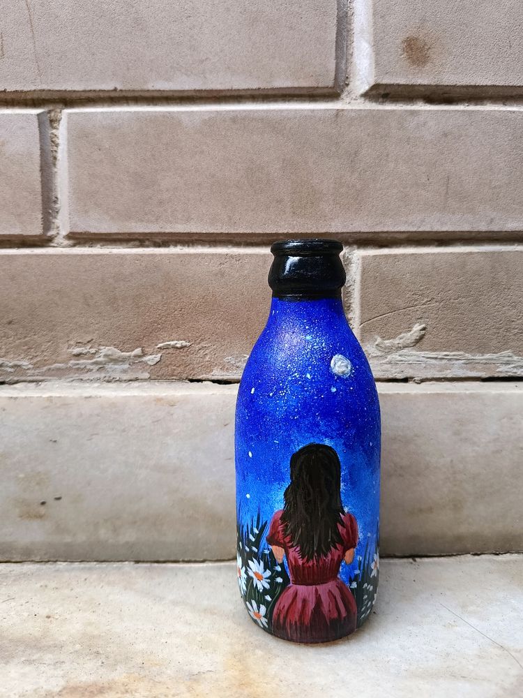 Handpainted Girl Art Bottle