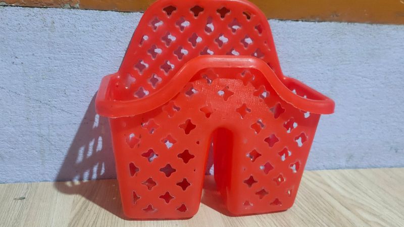 Plastic Red Cutlery Holder For Home