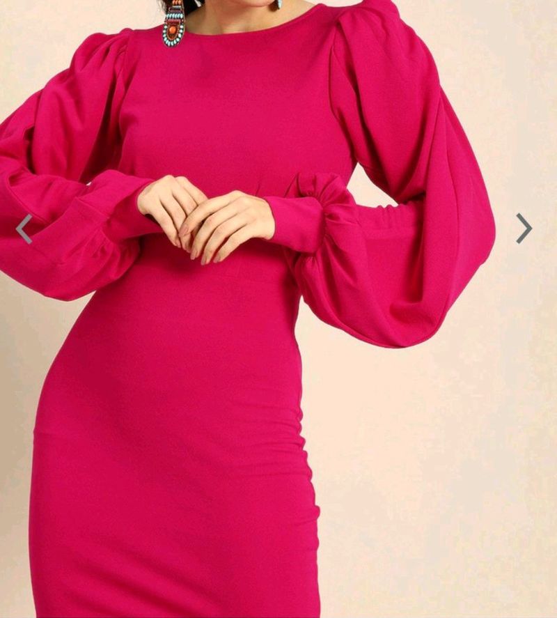 Athena Elegant Fuchsia Pink Balloon Puff Sleeves