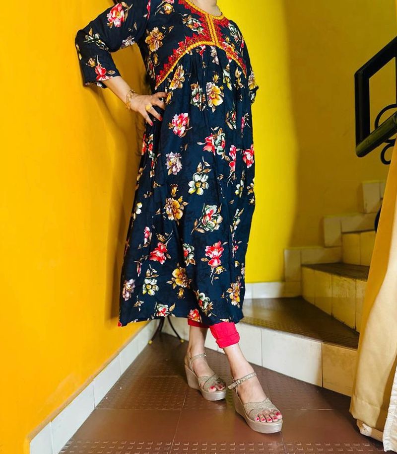 Floral fabrics with Alia-cut Kurti