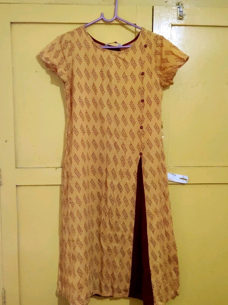 Mustard Yellow Beautiful Kurti On Offer