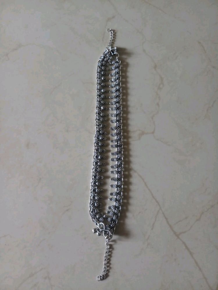 Silver Oxidised Anklet For Women's - 2