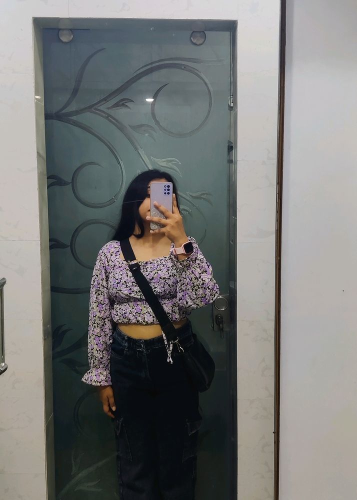 floral lavender crop top