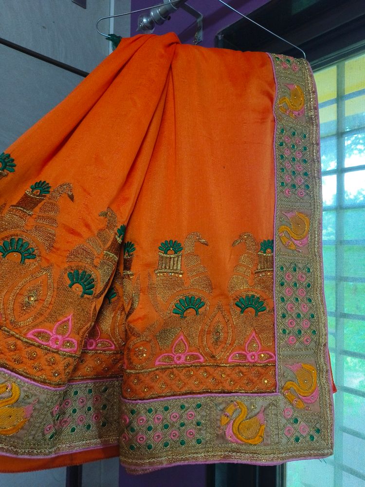 Beutiful Embroidery Work Saree