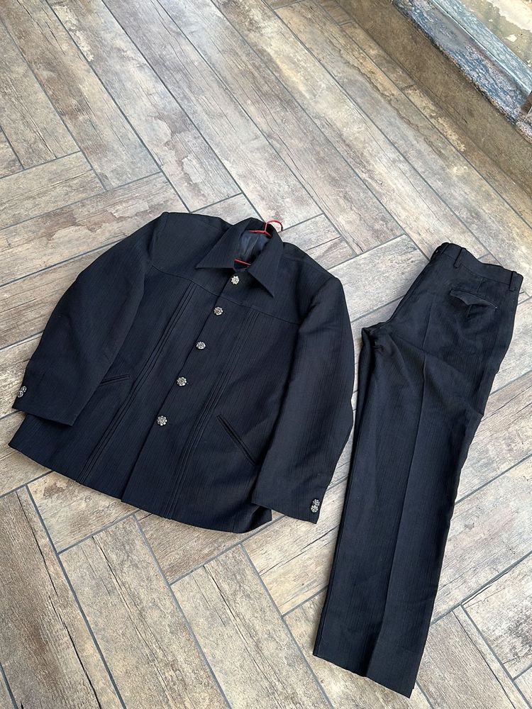 Black Coat-Pant Set For Men