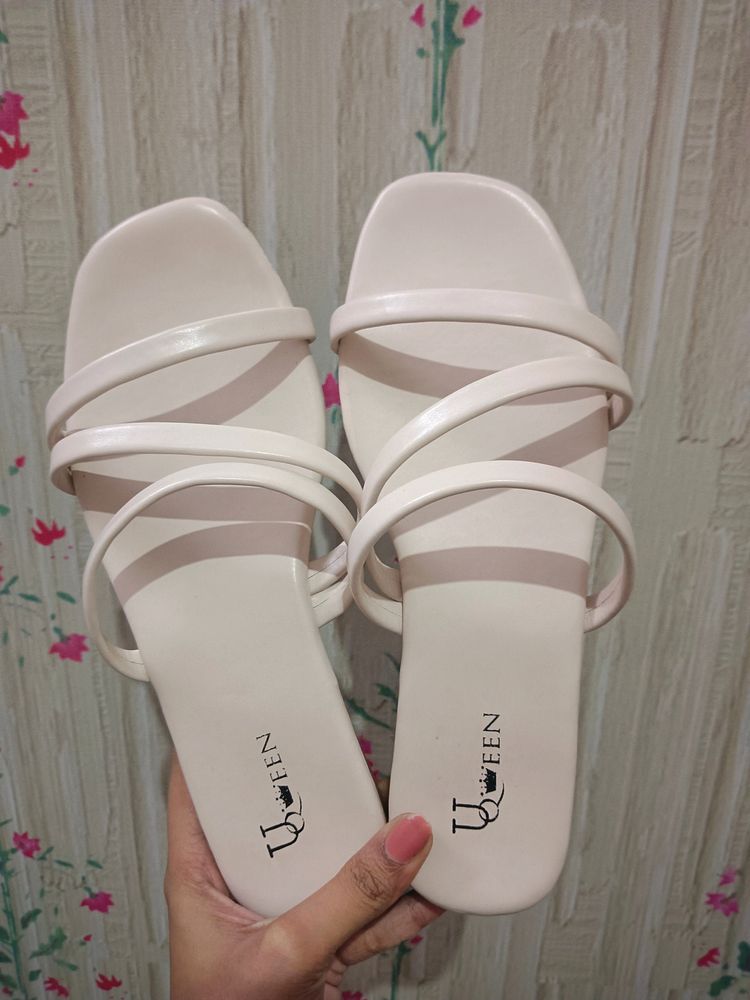 Off White Beautiful Flats