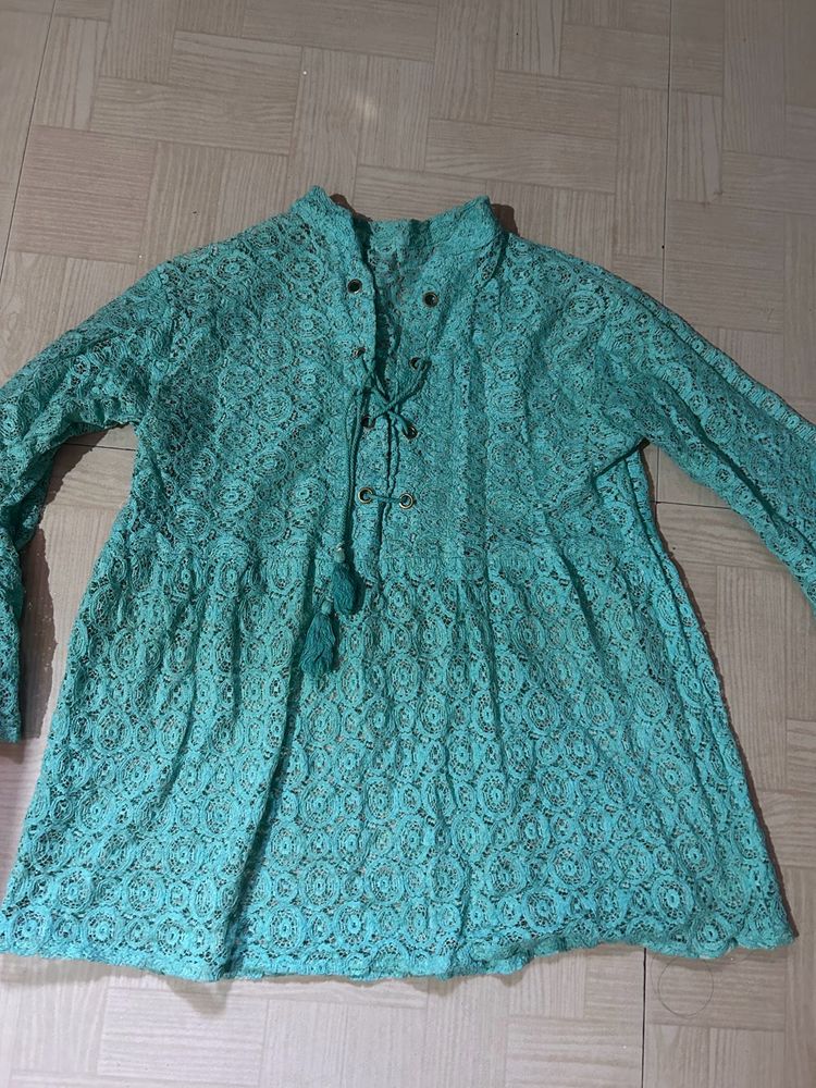 Peplum Top Sea Green Color