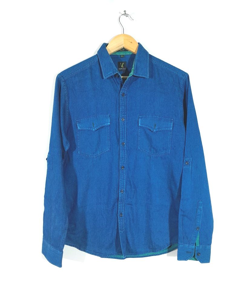 Dark Blue Denim Shirt For Men's