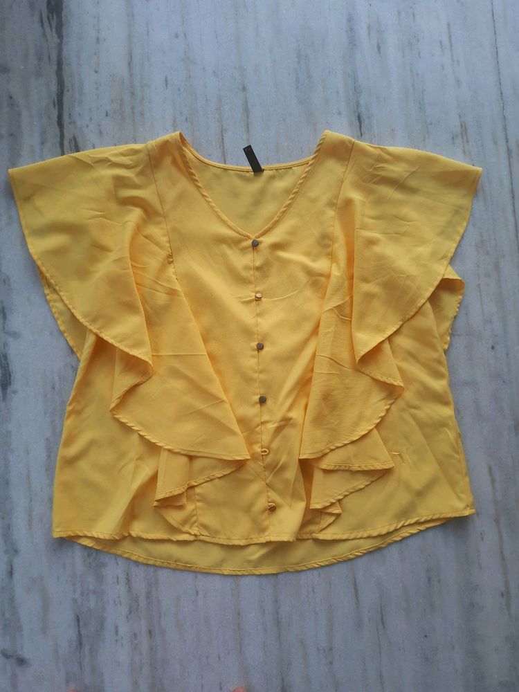 STYLISH Yellow Flared Top