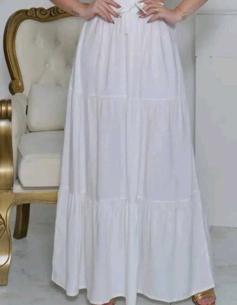 White Long Length Skirt