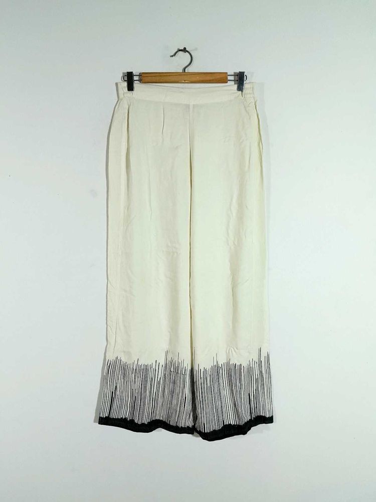 Off White Printed Palazzo Pant For Women's